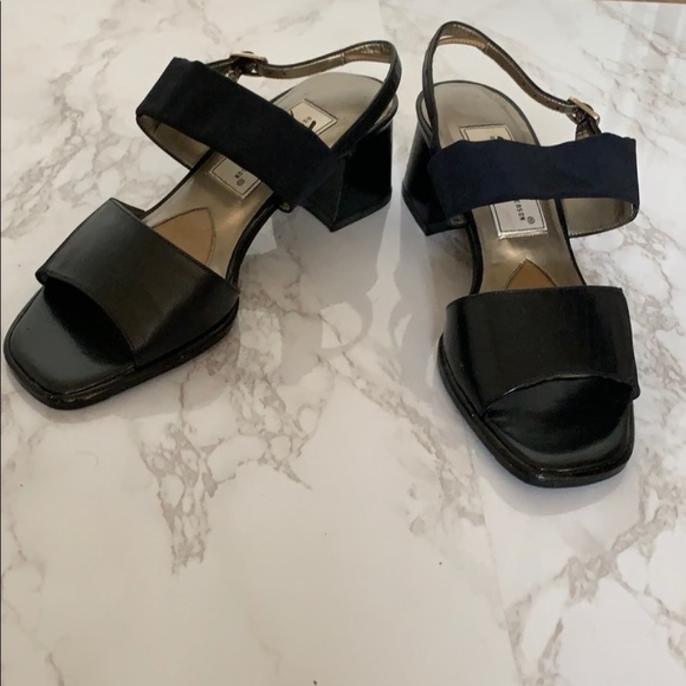 Vintage Navy Sling Back Block Heel